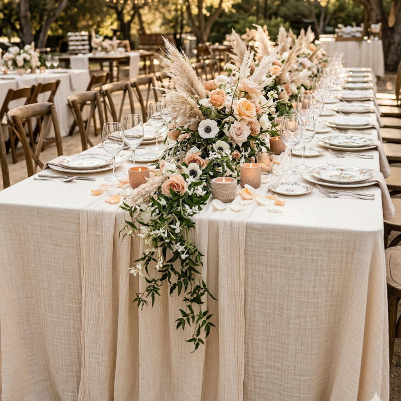 Cream gauze wedding tablecloth