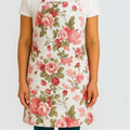 Vintage rose floral apron on model