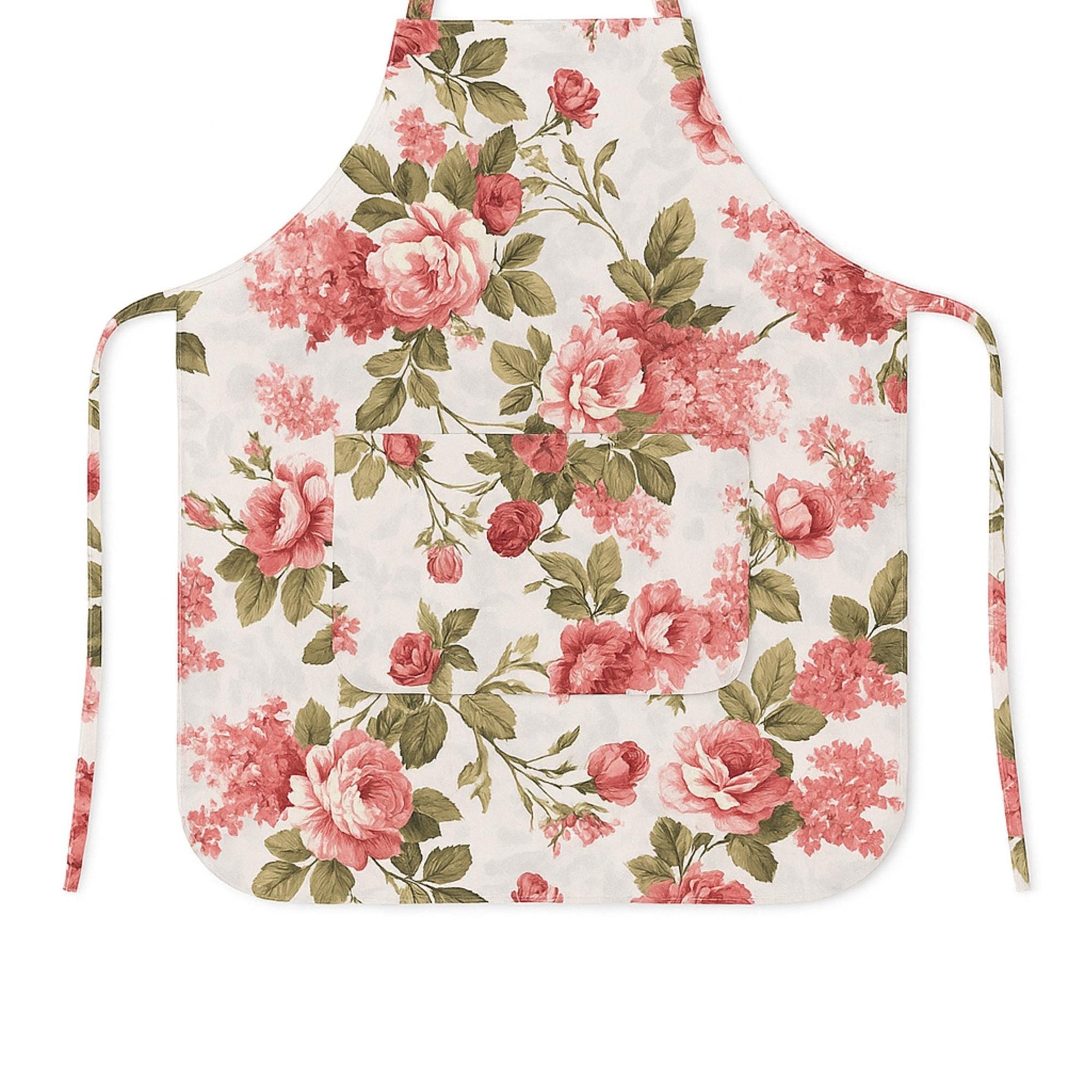 Vintage rose apron on hanger