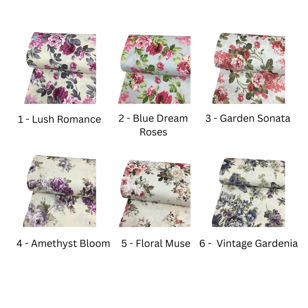 Floral pattern chart with 6 numbered patterns