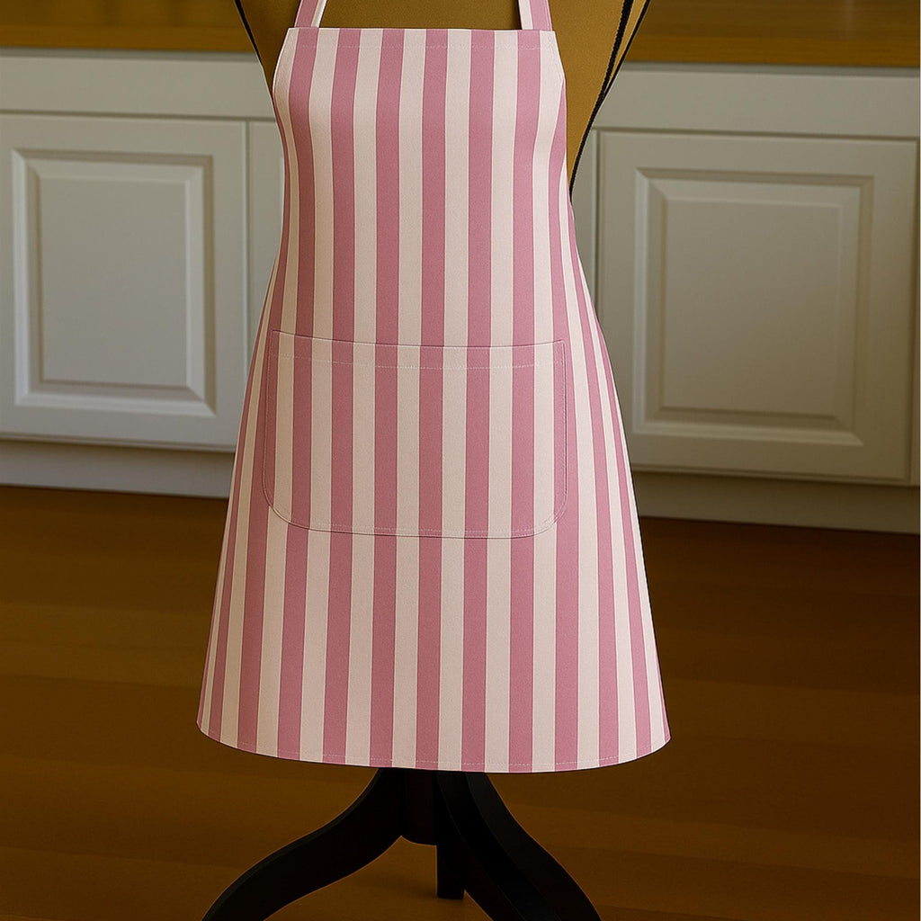 Pink striped apron on mannequin
