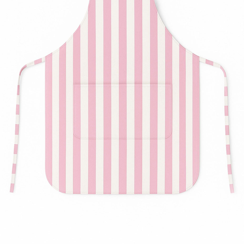 Pink striped apron on hanger