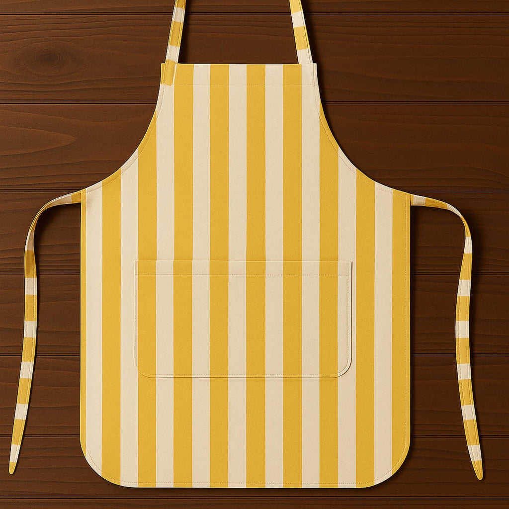 Yellow striped apron flat lay