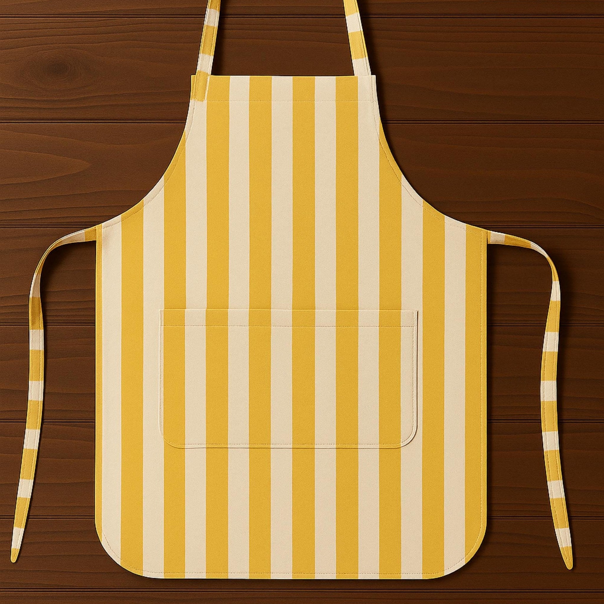Yellow striped apron flat lay