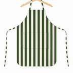 Green striped apron on hanger