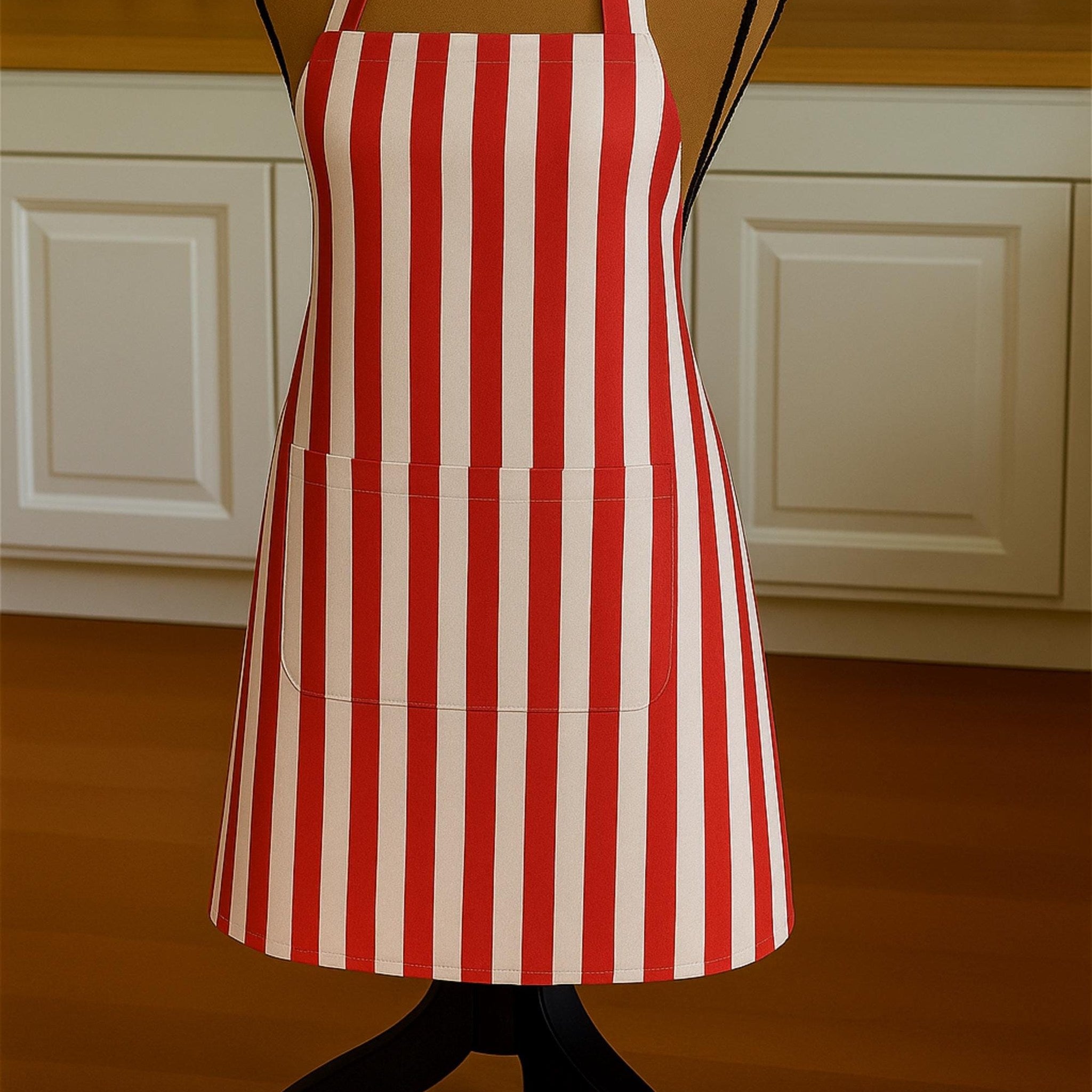 Red striped apron on mannequin