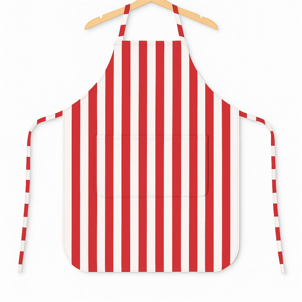Red striped apron on hanger