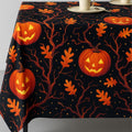 Black Halloween tablecloth on a rectangular table