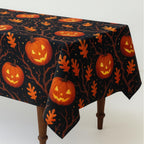 Black jack-o'-lantern tablecloth full drape