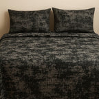 Gray velvet bedspread with matching pillows