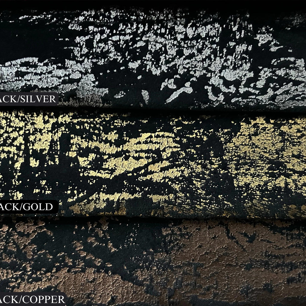 Black silver, black gold and black copper velvet