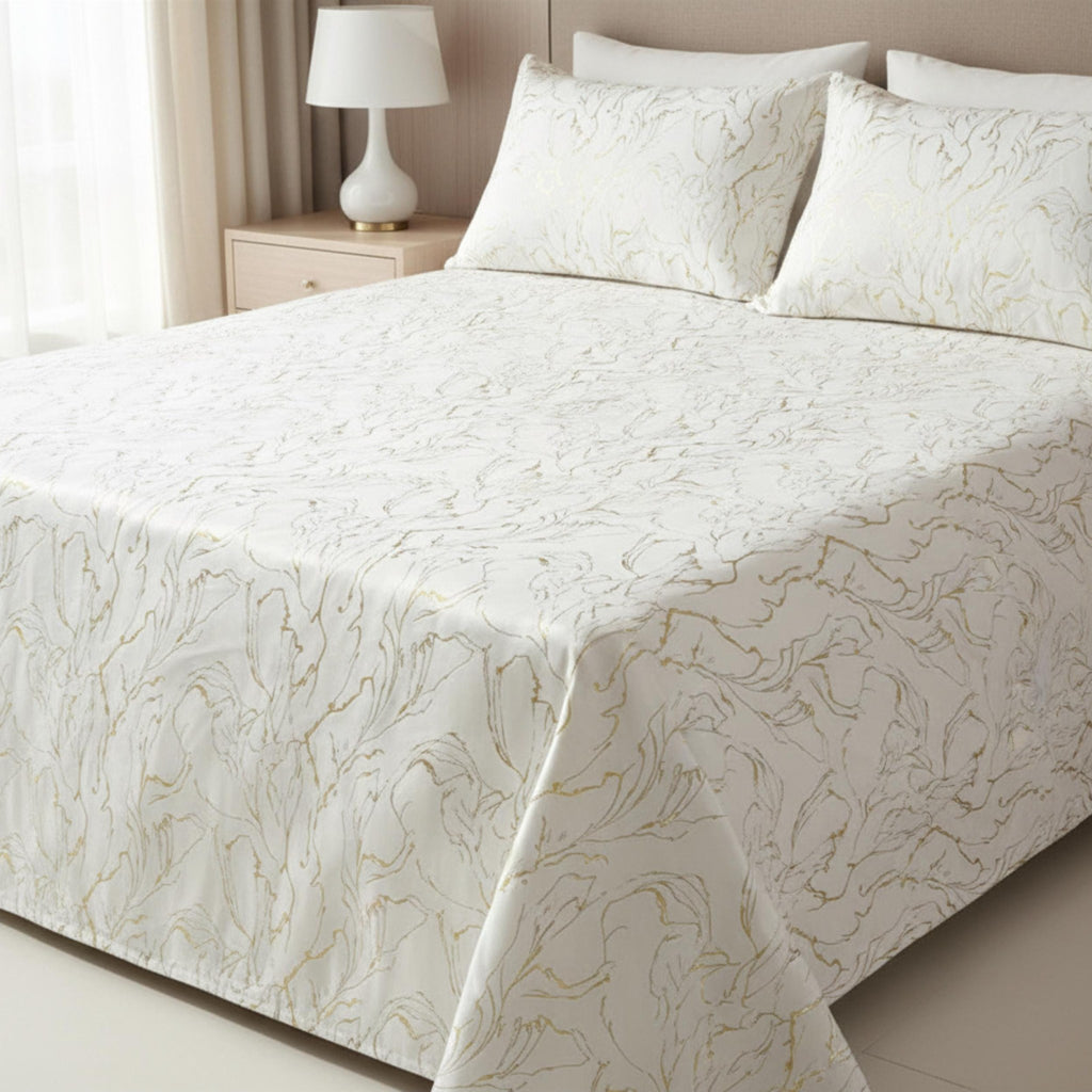 Cream velvet bedspread full view