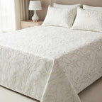 Cream velvet bedspread full view