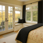 Bed runner in a garden-view bedroom