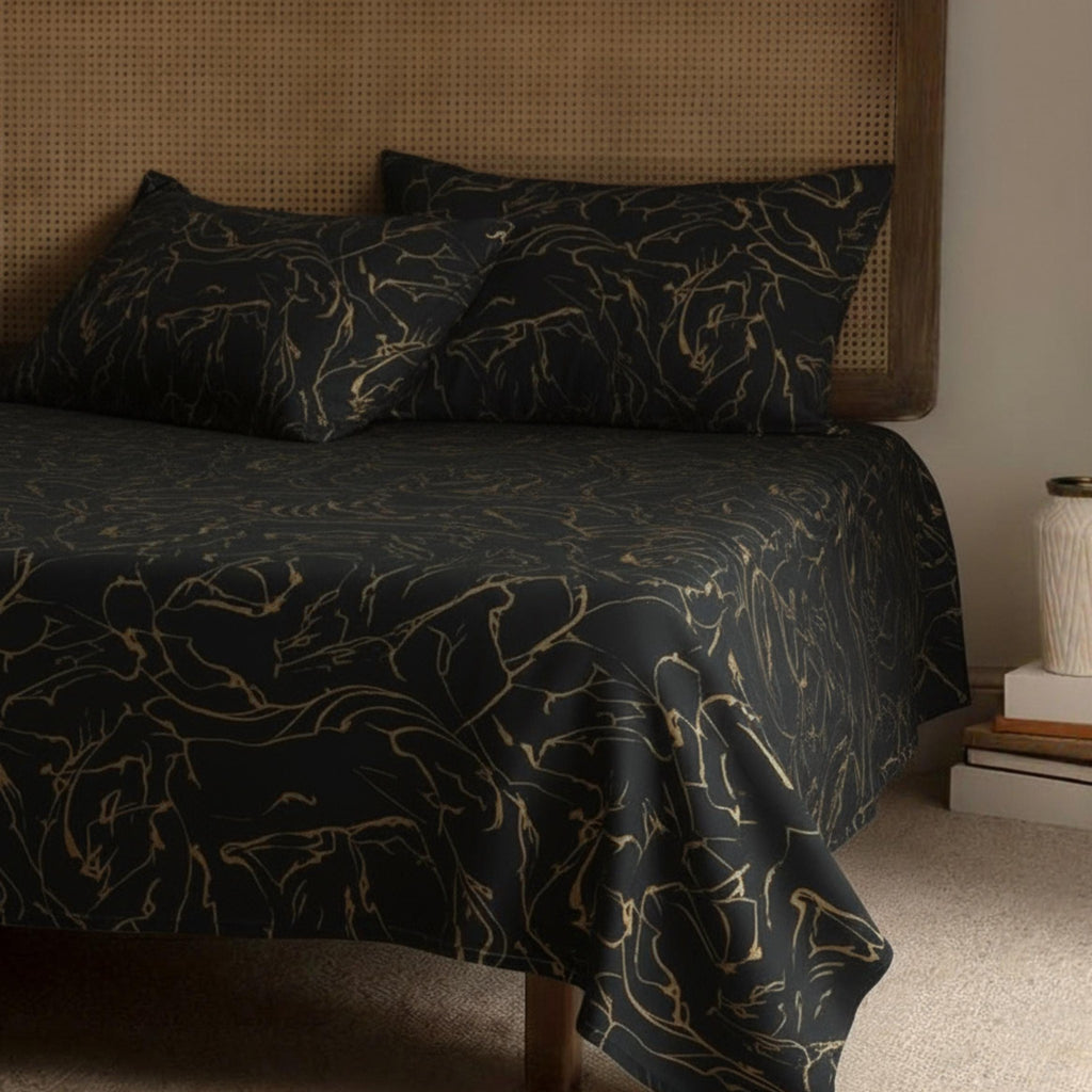 Black gold bedspread with mirror styling