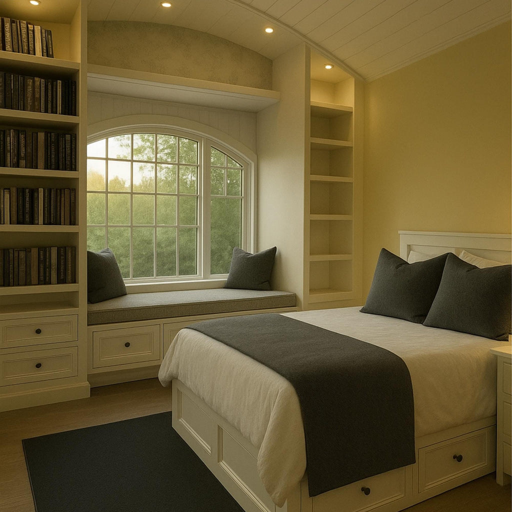 Linen runner in cozy bedroom