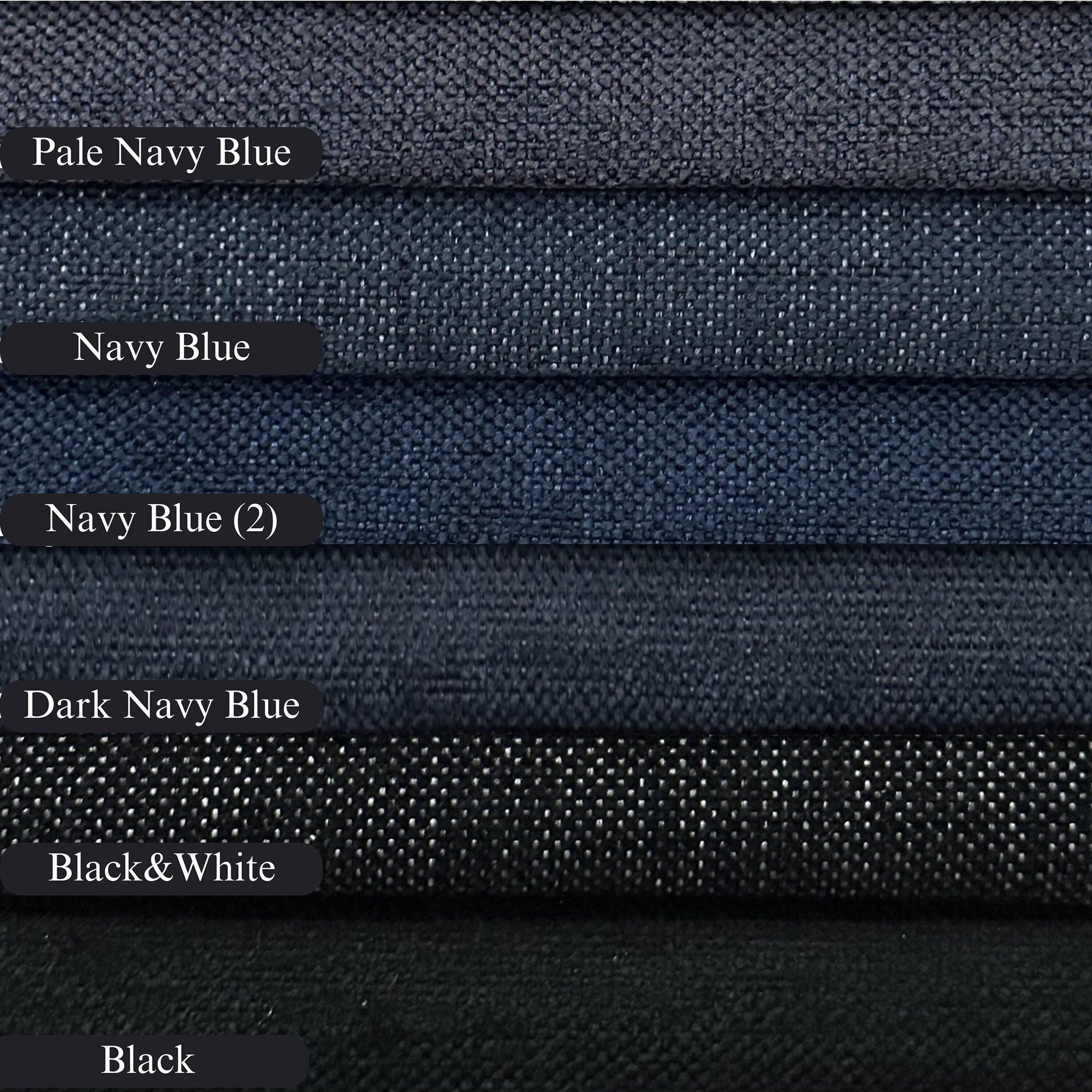 Navy and black linen swatches