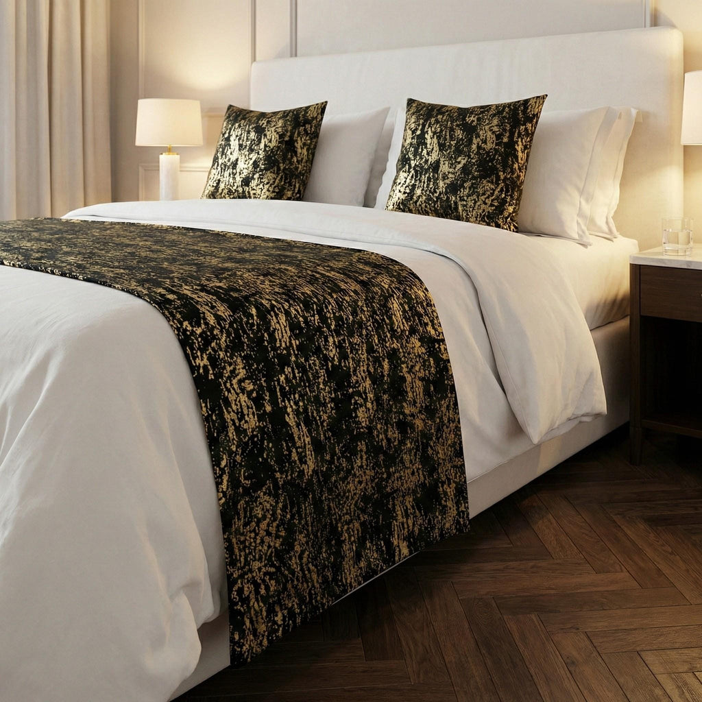 Velvet runner with matching pillows