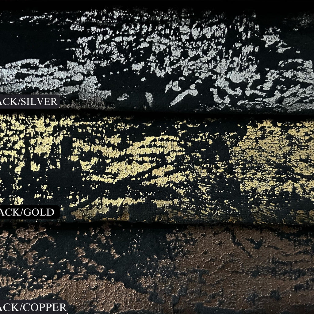 Black silver, black gold and black copper velvet