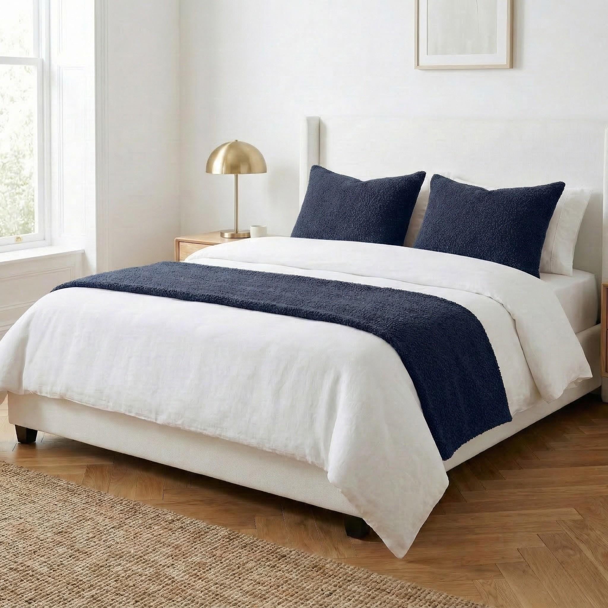 Navy bed runner full bedroom view