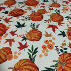 Autumn pumpkin fabric pattern close-up