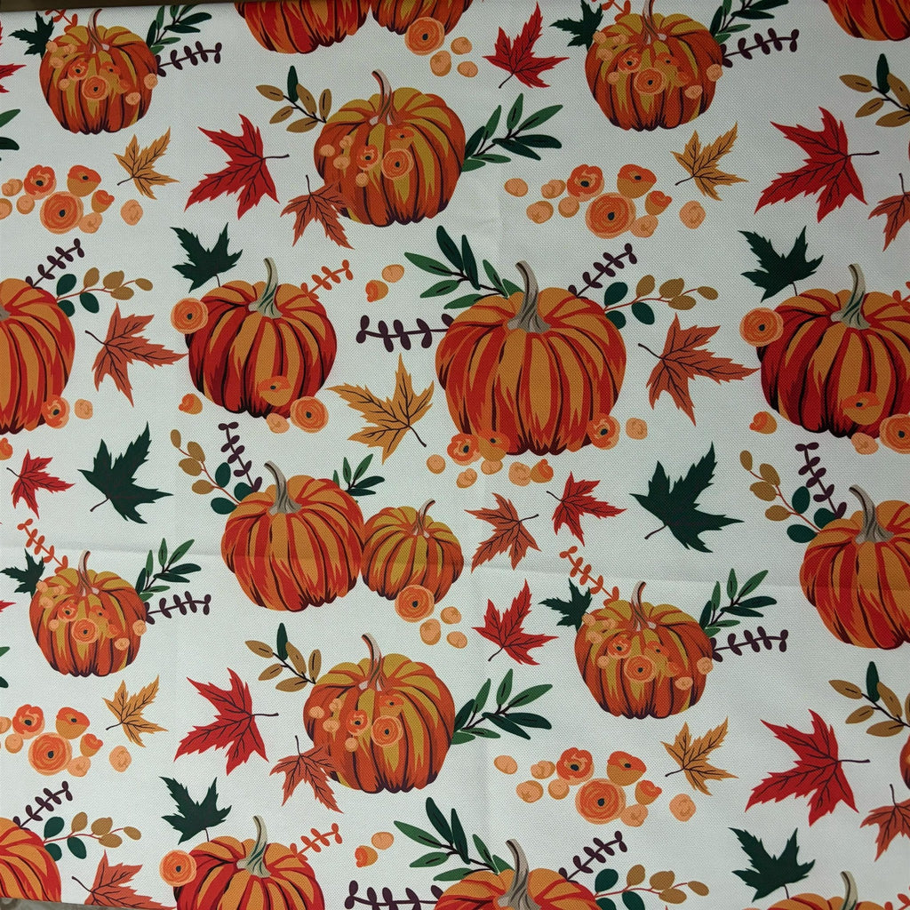 Pumpkin harvest print fabric detail