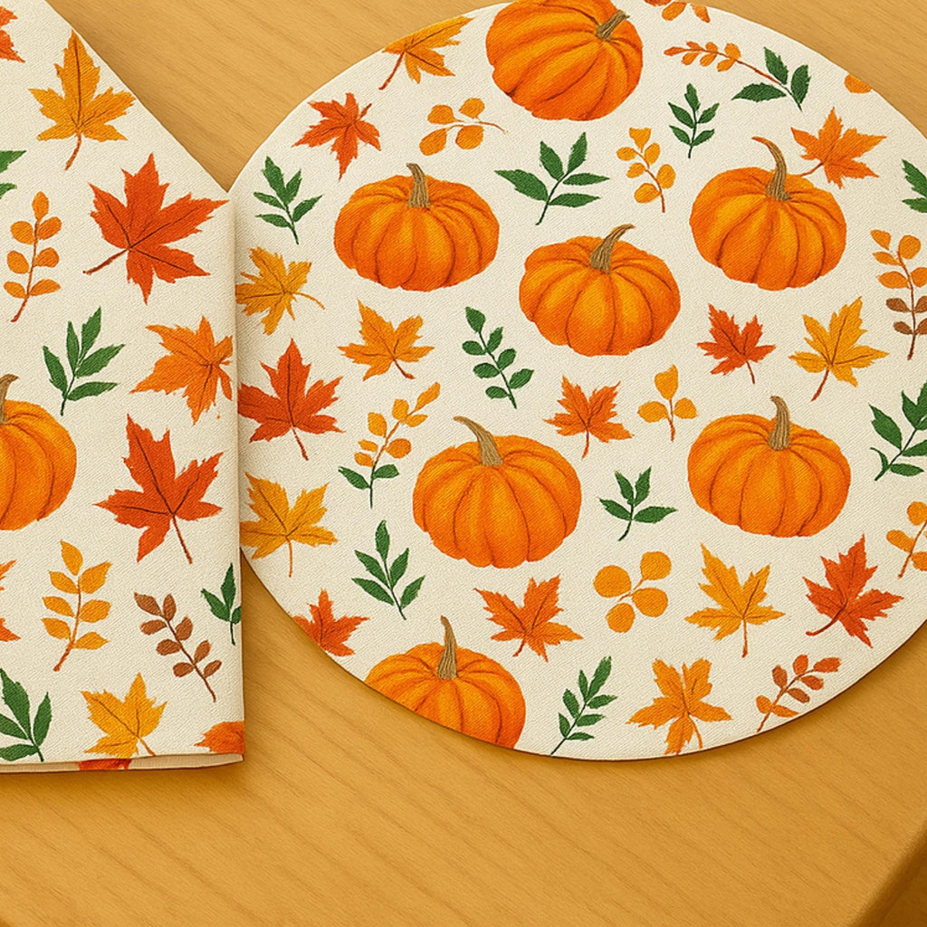 Pumpkin placemat and matching napkin set