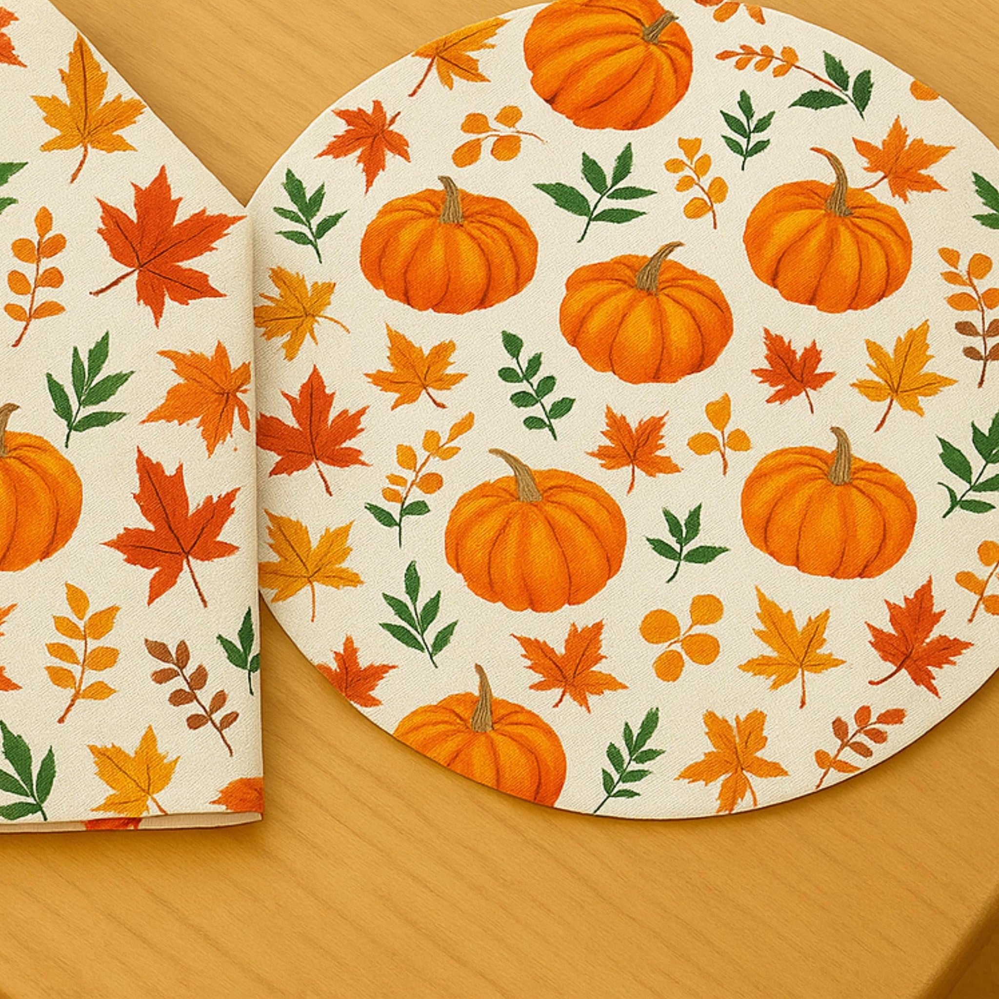 Pumpkin placemat and matching napkin set