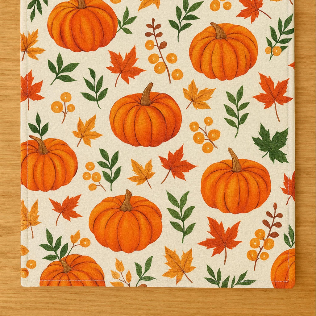 Rectangular pumpkin and autumn leaves placemat