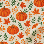 Pumpkin and fall leaves fabric detail
