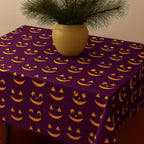 Purple pumpkin face tablecloth with vase styling