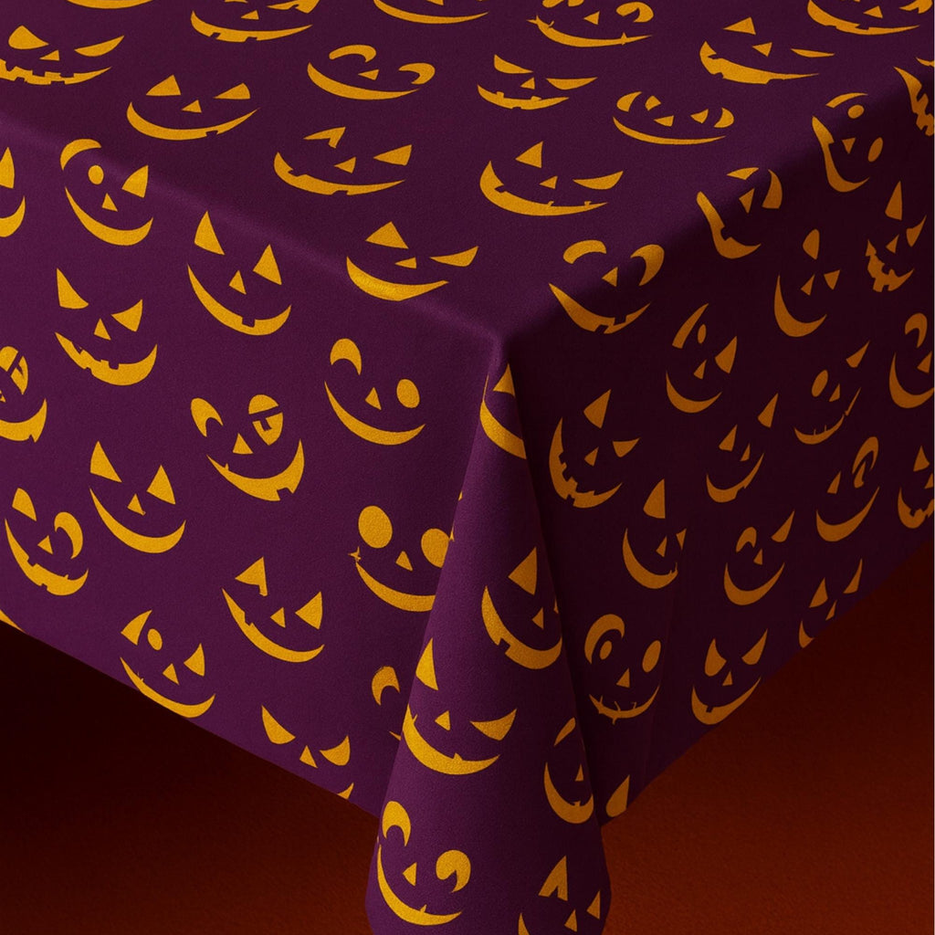 Purple Halloween tablecloth drape detail