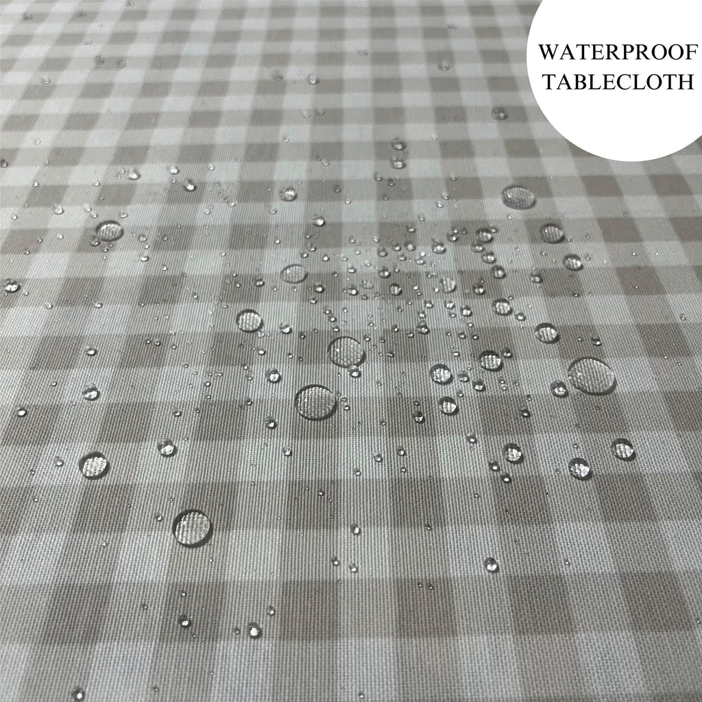 Gingham Cotton Tablecloth — Beige Check, 9 Colors, Custom Size