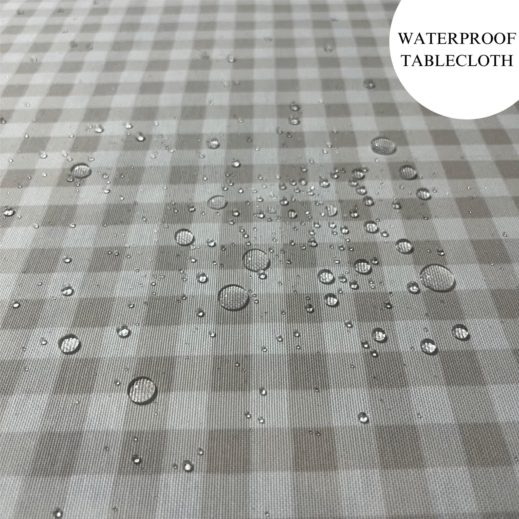 Gingham Cotton Tablecloth — Beige Check, 9 Colors, Custom Size