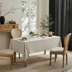 Gingham Cotton Tablecloth — Beige Check, 9 Colors, Custom Size