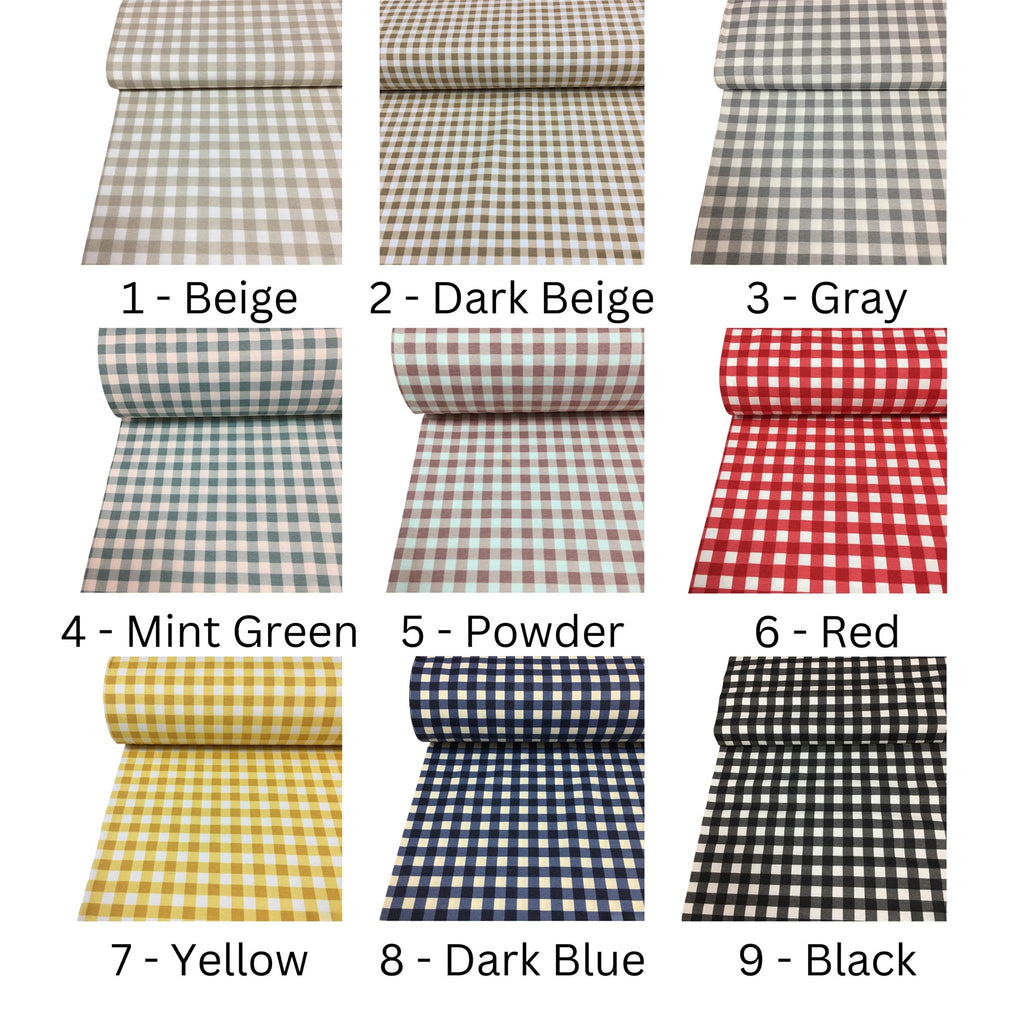 Gingham Cotton Tablecloth — Beige Check, 9 Colors, Custom Size
