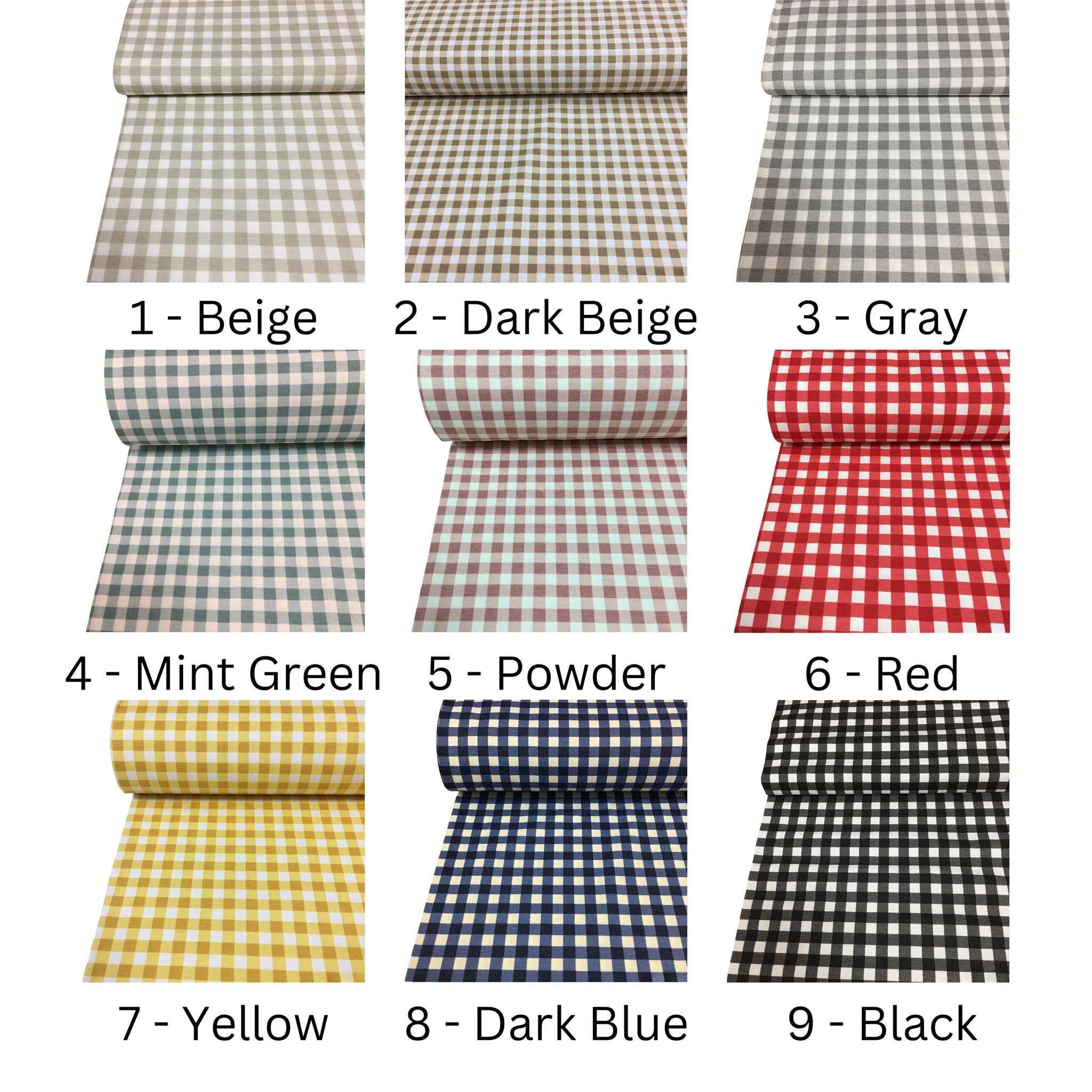 Gingham Cotton Tablecloth — Beige Check, 9 Colors, Custom Size