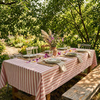 Striped Cotton Tablecloth — Powder Pink, 12 Colors, Custom Size