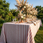 Striped Cotton Tablecloth — Powder Pink, 12 Colors, Custom Size