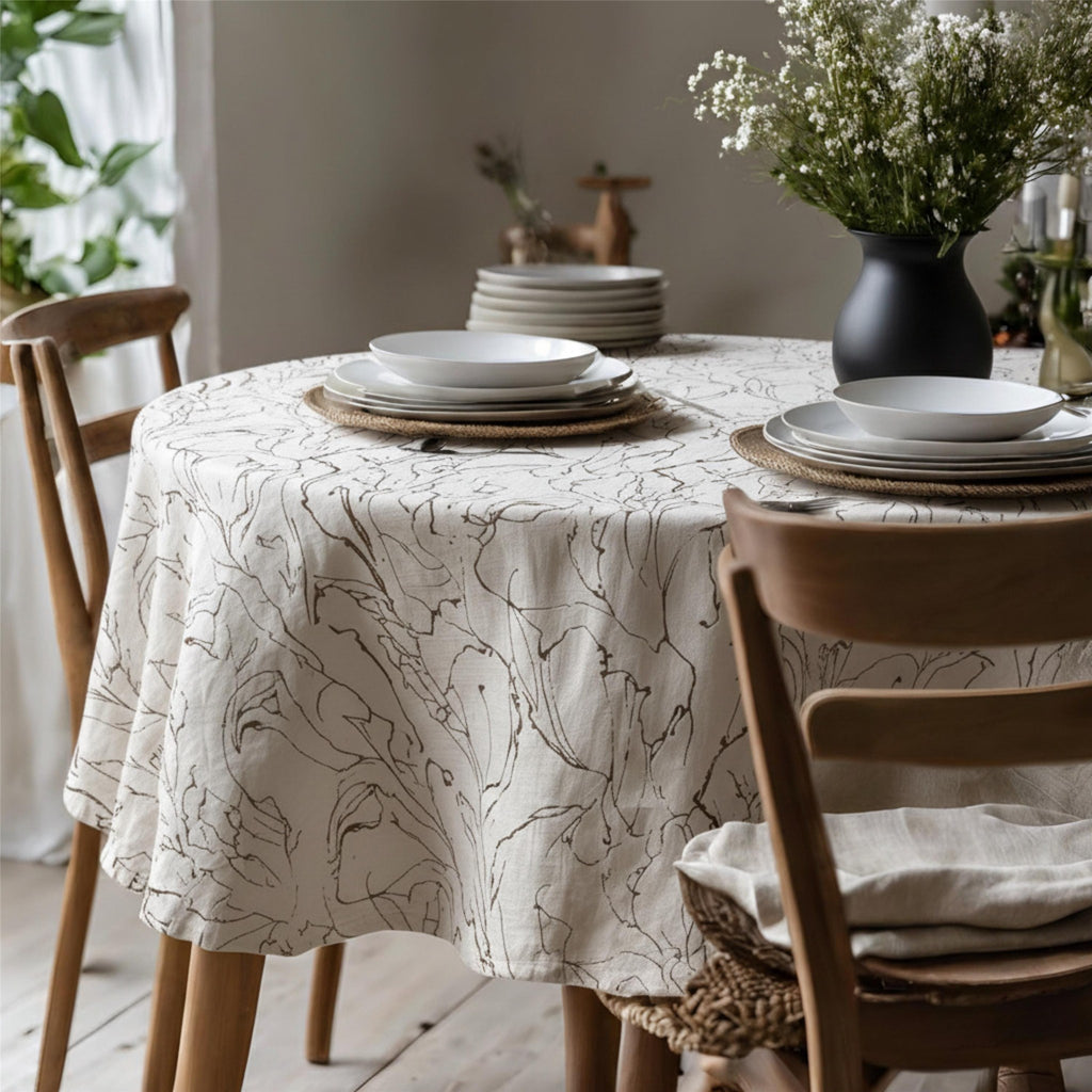 Velvet Tablecloth — Marble Swirl, 3 Colors, Custom Size