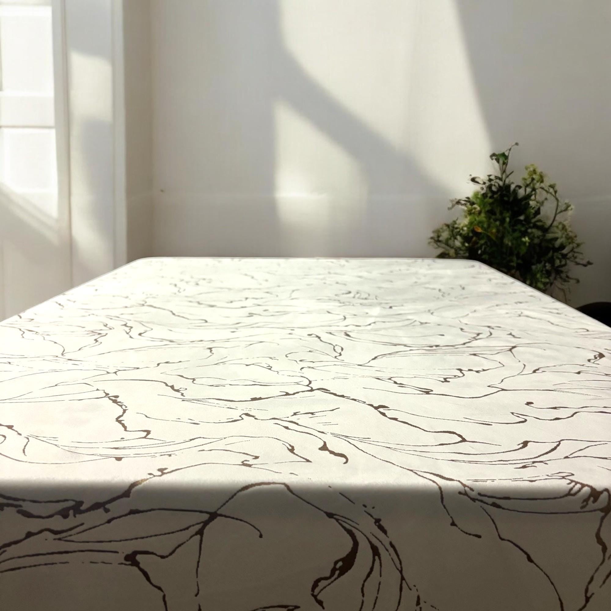 Velvet Tablecloth — Marble Swirl, 3 Colors, Custom Size