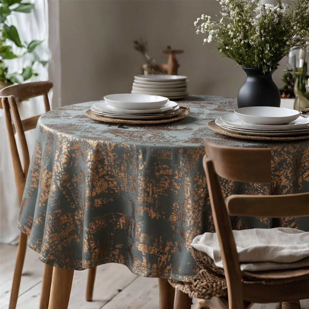 Velvet Tablecloth — Gray & Copper, 13 Colors, Custom Size