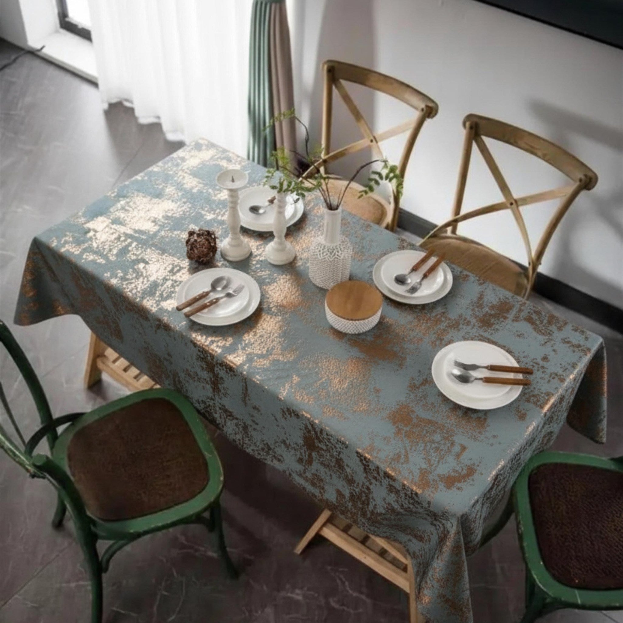 Velvet Tablecloth — Gray & Copper, 13 Colors, Custom Size