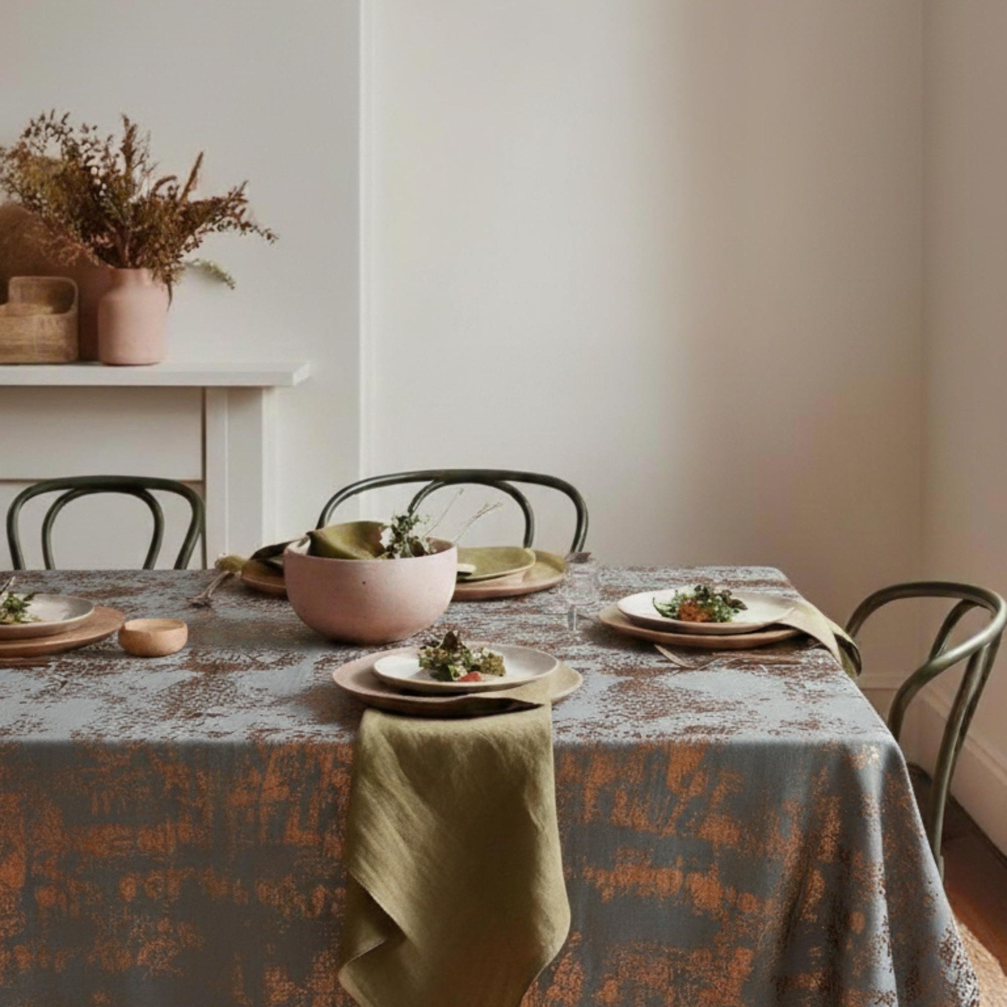 Velvet Tablecloth — Gray & Copper, 13 Colors, Custom Size