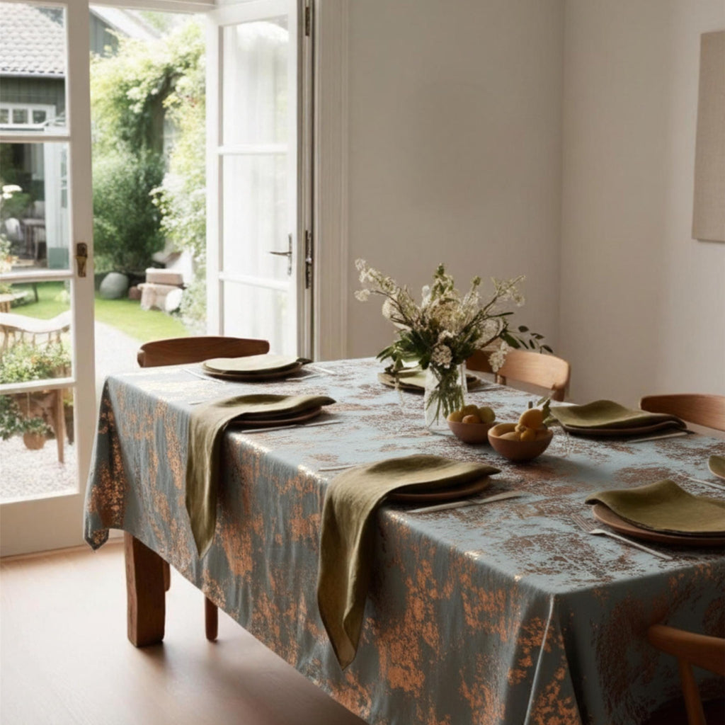 Velvet Tablecloth — Gray & Copper, 13 Colors, Custom Size