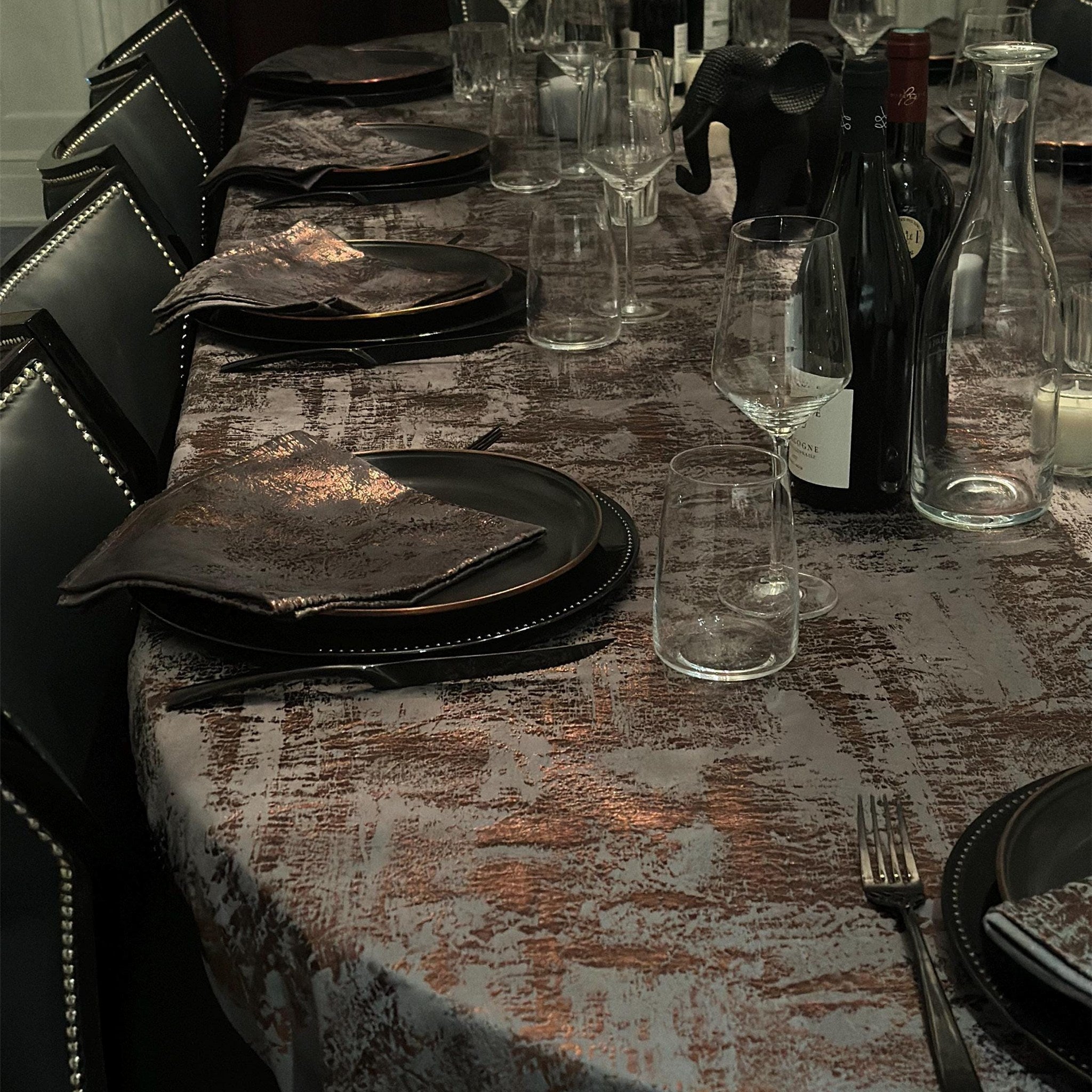 Velvet Tablecloth — Gray & Copper, 13 Colors, Custom Size