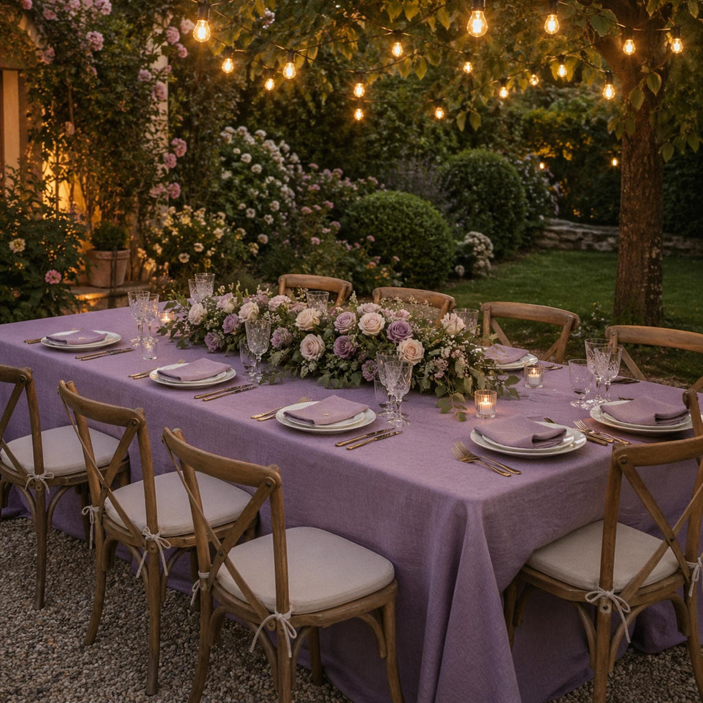 Cotton Linen Tablecloth — Lavender, 60 Colors, Custom Size