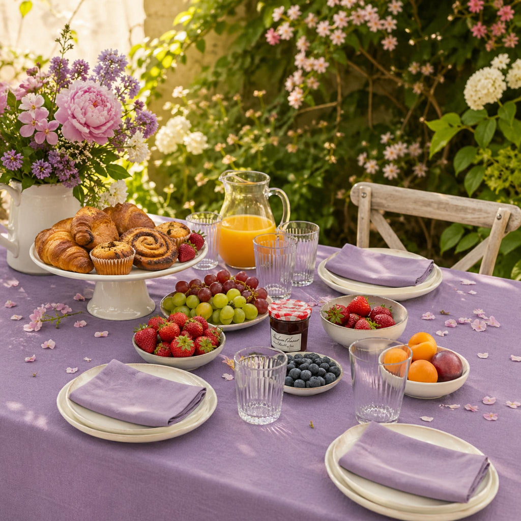 Cotton Linen Tablecloth — Lavender, 60 Colors, Custom Size