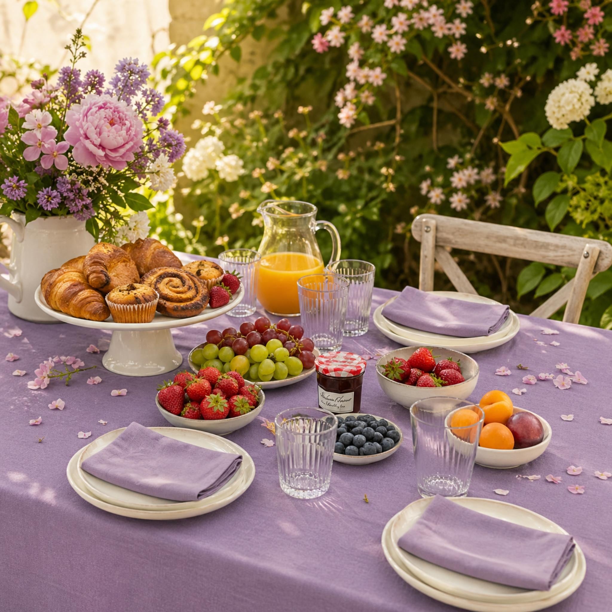 Cotton Linen Tablecloth — Lavender, 60 Colors, Custom Size