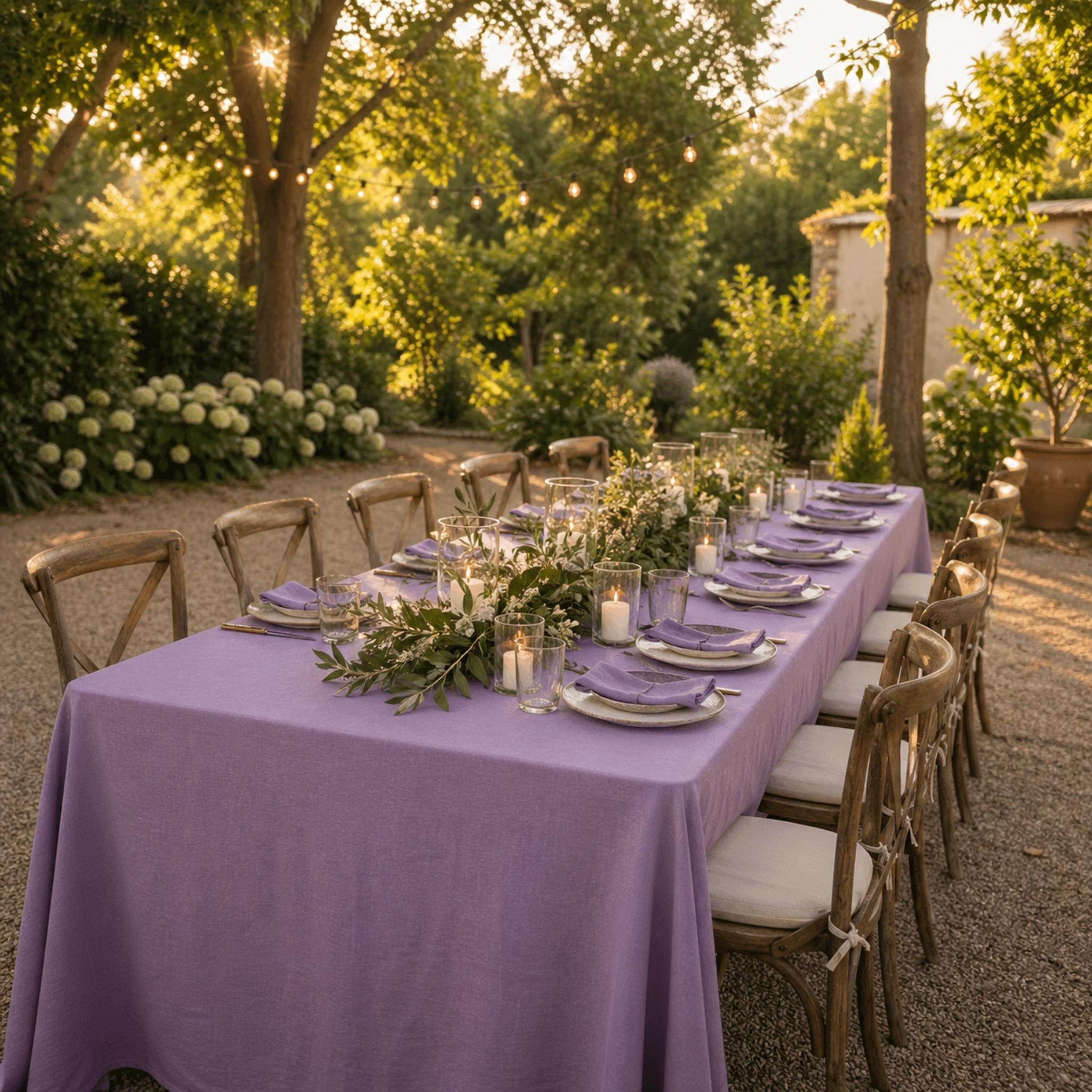 Cotton Linen Tablecloth — Lavender, 60 Colors, Custom Size
